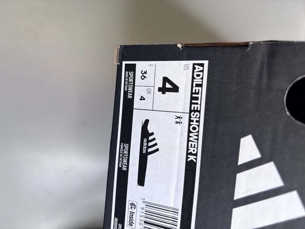 Adidas Adilette Shower K Slides Black and White - Picture 4 of 5